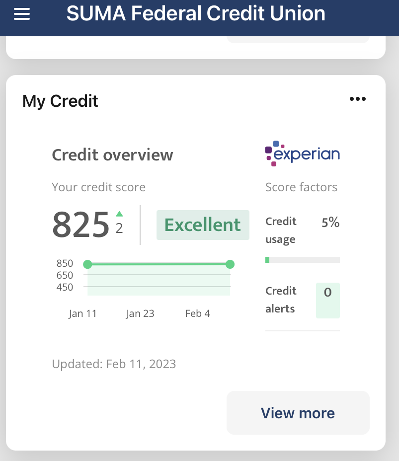 photo of digital app showing My Credit Score and Plinqit widgets